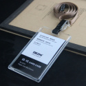 Identyfikator etui na kartę ze smyczą BRĄZOWY