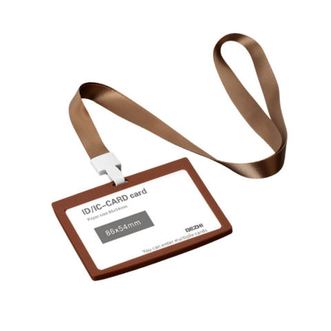 Identyfikator etui na kartę ze smyczą BRĄZOWY Identyfikator etui na kartę ze smyczą BRĄZOWY