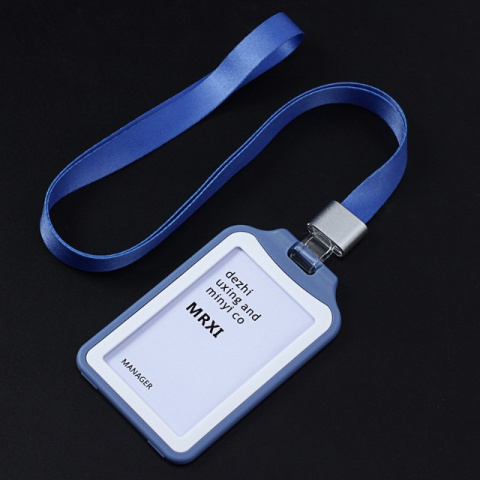 Identyfikator etui na kartę ze smyczą NIEBIESKI Identyfikator etui na kartę ze smyczą NIEBIESKI