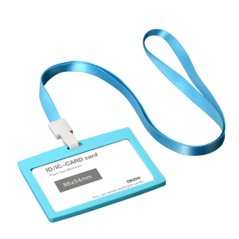 Identyfikator etui na kartę ze smyczą TURKUSOWY