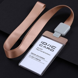 Identyfikator etui na kartę ze smyczą wysuwaną ROSE GOLD